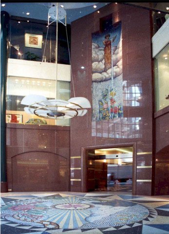 Skygarden foyer floor mosaics and wall feature 1989